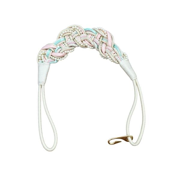 Vintage Braided Rope Belt Pastel Pearl Detail - Picture 4 of 6